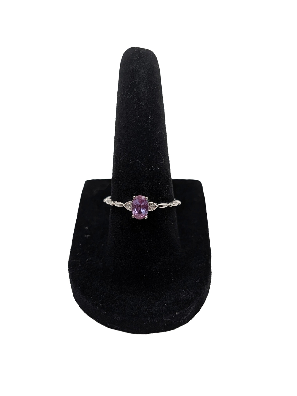 Platinum Plated Sterling Silver Alexandrite Oval Gemstone Ring - Picture 3 of 6